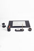 Polo Plus Leather Desktop Set Black 5 Pieces Wooden Detailed